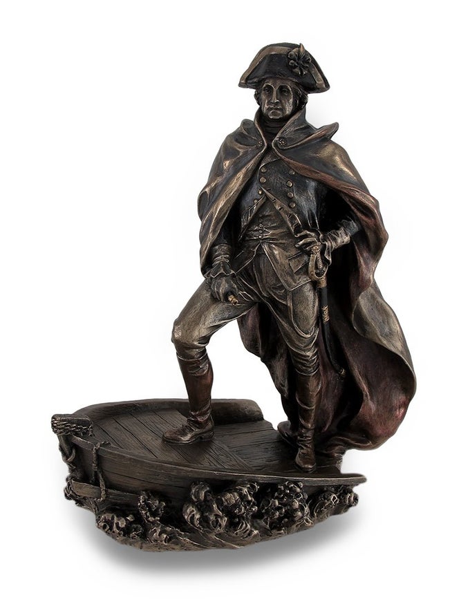 BRONZE FINISH GEORGE WASHINGTON DELAWARE CROSSING STATUE