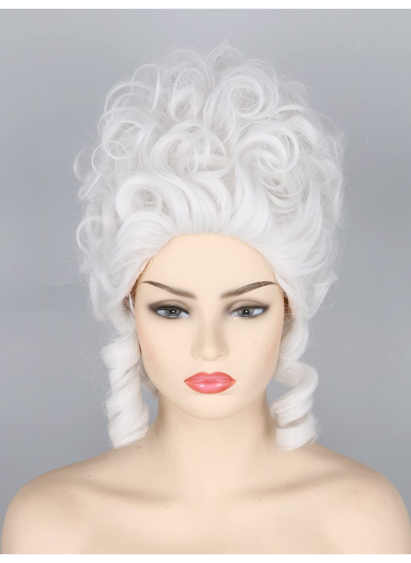 Topcosplay Topcosplay Halloween Costume Party Wigs for Women Girls White Powdered Wig Short Beehive Wigs Renaissance Wig 