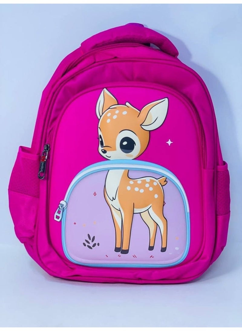 School bag : 3D embossed bag, waterproof material, available in various colors, 2 zippers, bag size: 38 cm, size: 14