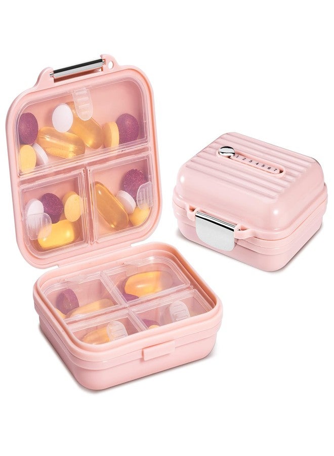 Daviky Travel Pill Organizer,Small 7-Compartment Pill Box for Vitamins & Medications, Compact Medicine Case for Pocket or Purse(Pink) - Image 1