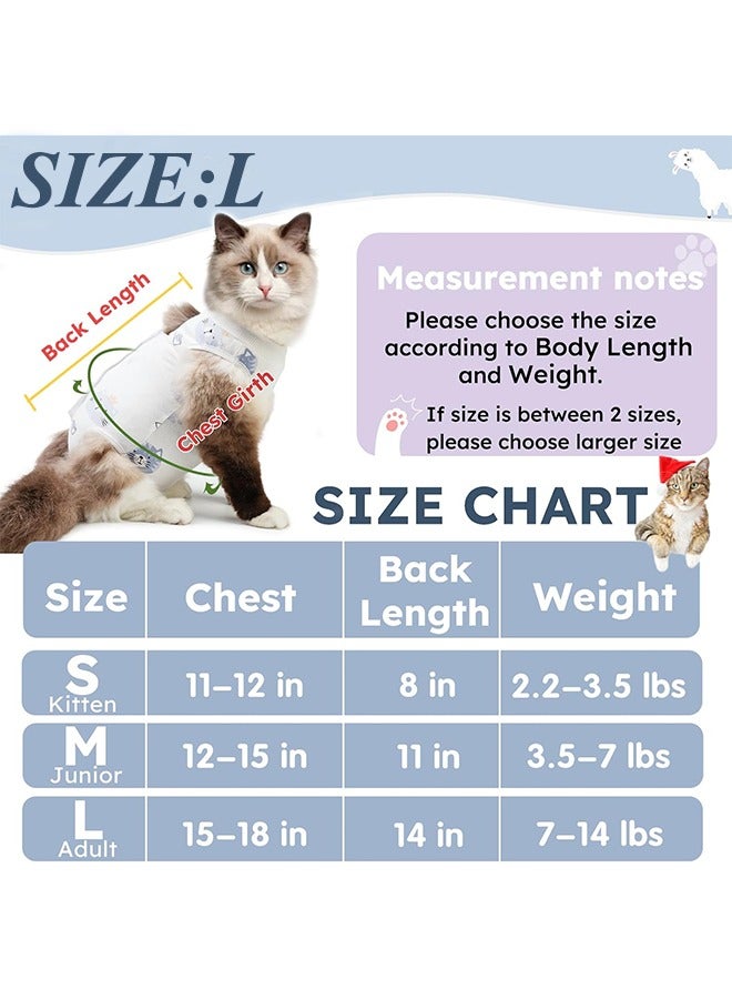Cat Recovery Suit for Spay Abdominal Wounds, Breathable Cat Onesie for Cats After Surgery Female, Kitten Surgical Recovery Suit Female Cone of Shame Alternative for Cats Anti Licking(L) - Image 3