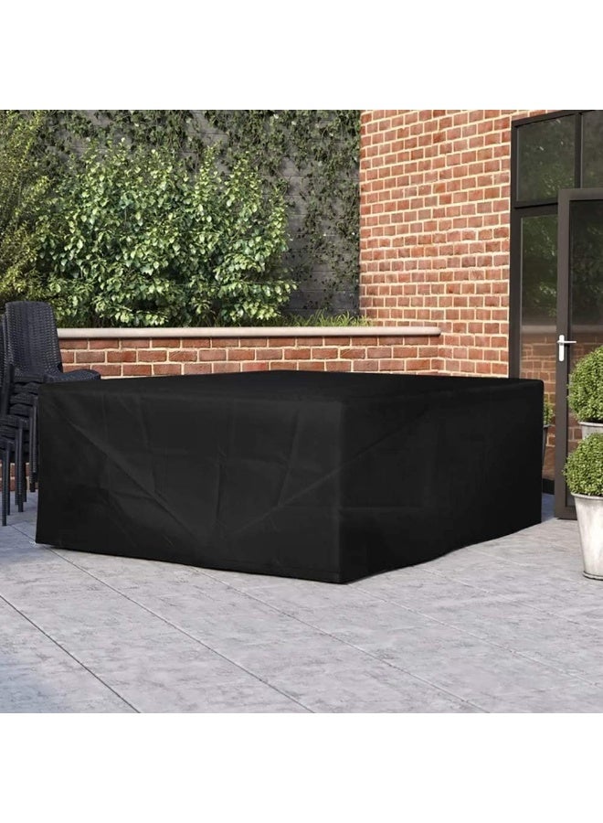 AIWANTO Heavy-Duty Waterproof Patio Furniture Cover – Rectangular 420D Oxford Fabric Outdoor Table & Chair Protector, UV-Resistant Dustproof Cover with Drawstring Cord Stopper & Storage Bag – Black - Image 3