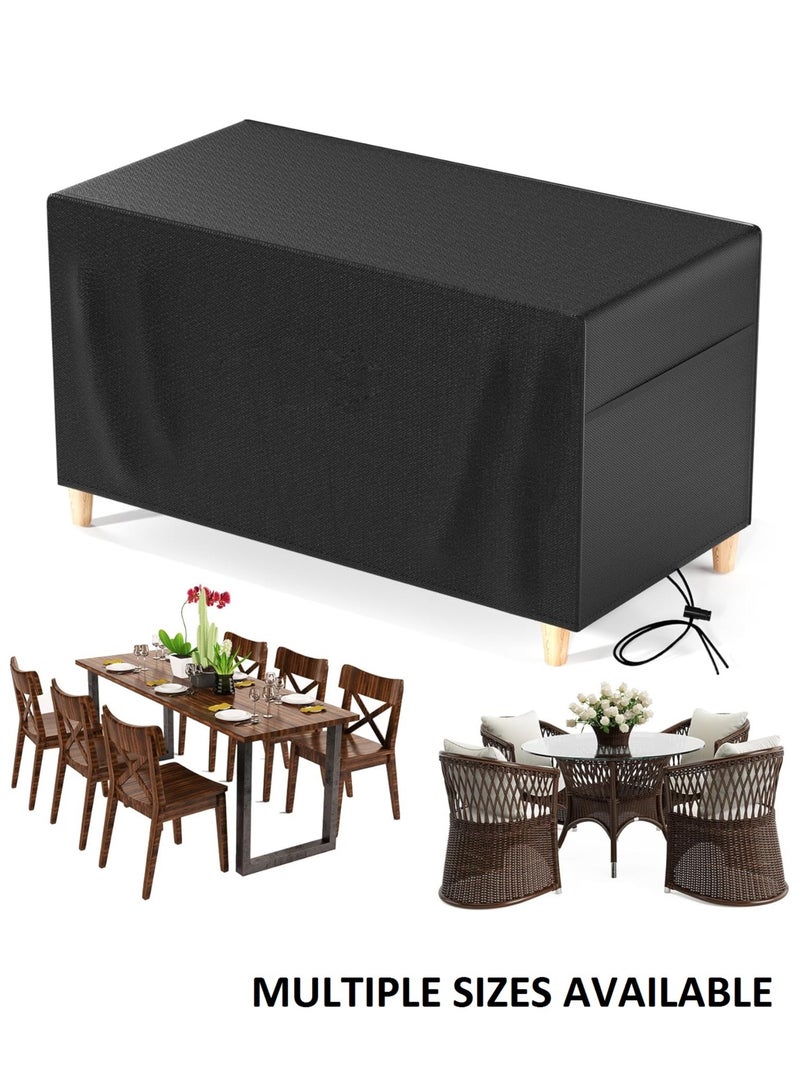 AIWANTO Heavy-Duty Waterproof Patio Furniture Cover – Rectangular 420D Oxford Fabric Outdoor Table & Chair Protector, UV-Resistant Dustproof Cover with Drawstring Cord Stopper & Storage Bag – Black - Image 1