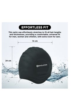 ENDLESS  Comfortable Silicon Swimming Cap with Ergonomic Ear Pockets | Fully Elastic Waterproof Cap for Long and Short Hair with Thicker Edge | For Women and Men  - Image 3