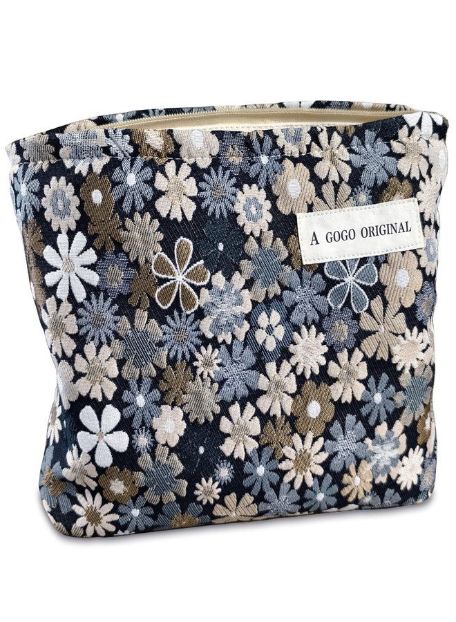 STARDW Flower Cosmetic Bags Makeup Bags for Women and Girls,Travel Makeup Bag Large Capacity Canvas Makeup Bag,Makeup Organizer Bag Zipper Pouch, Garden Daisies, Large Capacity Aesthetic Makeup Bags - Image 1