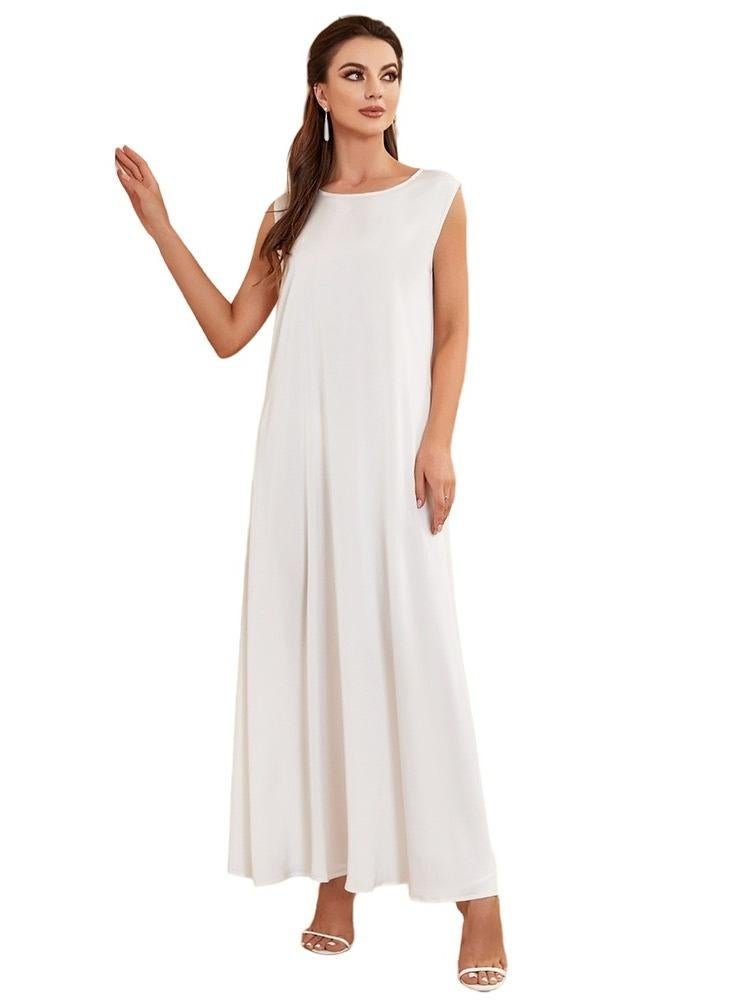 Saraia Elegant White Maxi Dress - Sleeveless, Floor-Length, Perfect for Casual and Special Occasions - Image 1