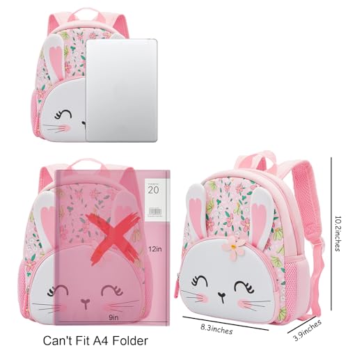 KK CRAFTS Preschool Backpack Toddler Neoprene Animal Schoolbag Lunch backpack for Kids Boys Girls(Floral Rabbit) - Image 3