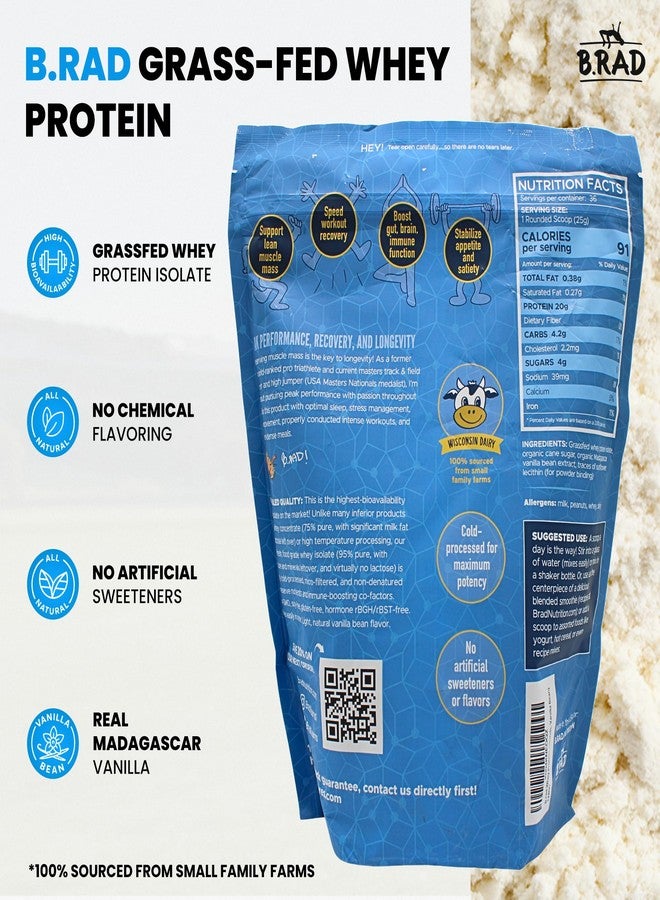 B.rad Grass Fed Whey Protein Isolate | Ultra-Pure, All-Natural, Clean Ingredients | 2 Pounds | 100% USA Sourced | Vanilla Bean - Image 2