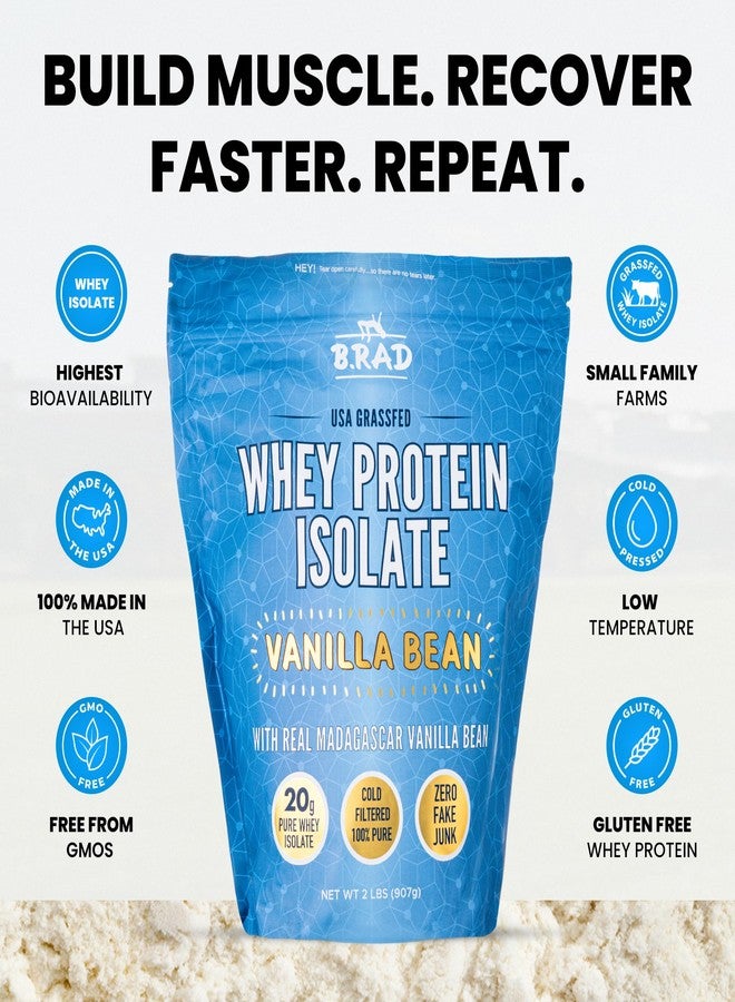 B.rad Grass Fed Whey Protein Isolate | Ultra-Pure, All-Natural, Clean Ingredients | 2 Pounds | 100% USA Sourced | Vanilla Bean - Image 4