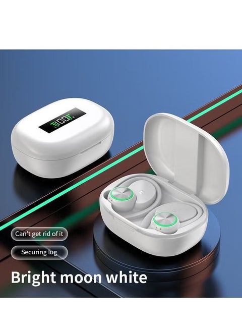 TWS Bluetooth 5.3 Wireless Over-Ear Headphones Digital Display Power Level Turn On Bluetooth Automatic Pairing Connection Without Waiting Ultra Low Latency Bluetooth Headphones/White