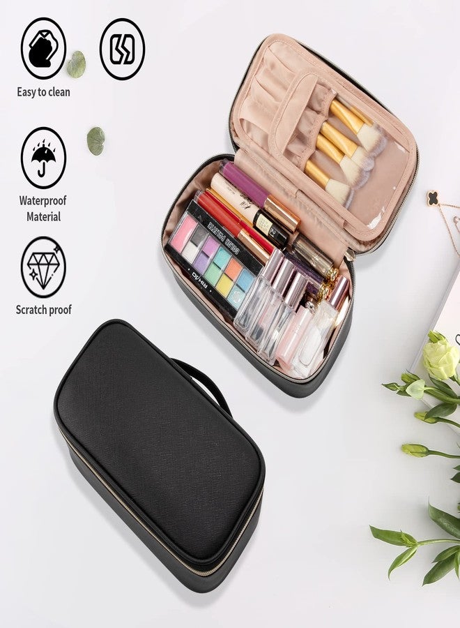 OCHEAL Small Cosmetic Bag,Portable Cute Travel Makeup Bag for Women and girls Makeup Brush Organizer cosmetics Pouch Bags-Black - Image 4