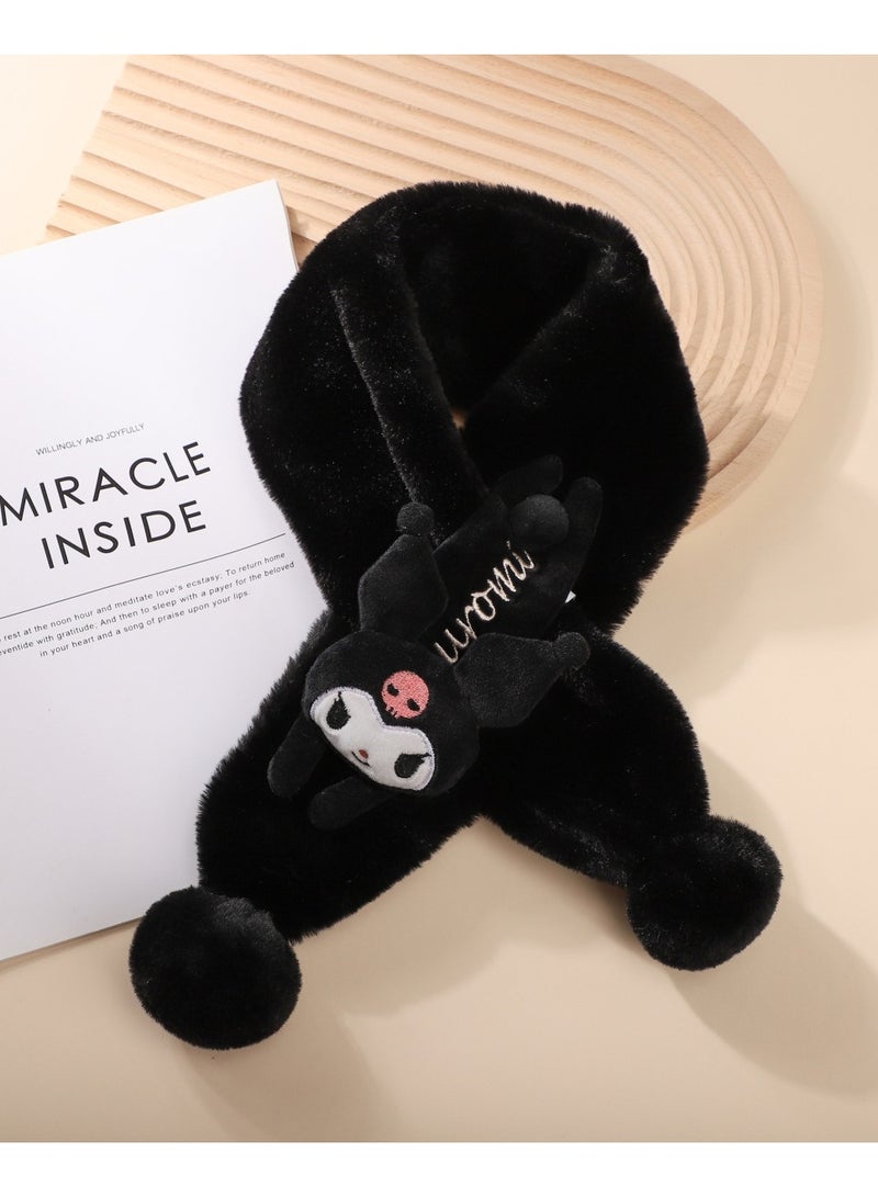 kuromi أوشحة الأطفال ، الأولاد والبنات ، الخريف والشتاء ، الأطفال الدافئون الفخم ، الأطفال الكرتون ، الأوشحة الشتوية للأطفال الصغار