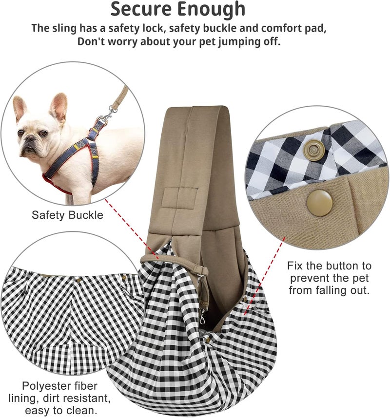 CUBY Dog and Cat Sling Carrier - Hands Free Reversible Pet Papoose Bag - Soft Pouch and Tote Design - Suitable for Puppy, Small Dogs Cats Outdoor Travel(Khaki, Unadjustable Strap) - Image 4