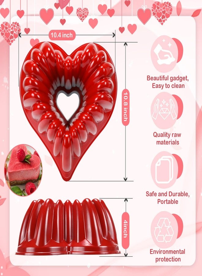 Layhit 2 Pieces 10 Inches Cake Mold Heart Shaped Cake Pans Aluminum Cake Pan Non Stick Oven Cake Baking Mold for Valentines Birthday Christmas Wedding Family Party Kitchen Accessories(Red) - Image 3