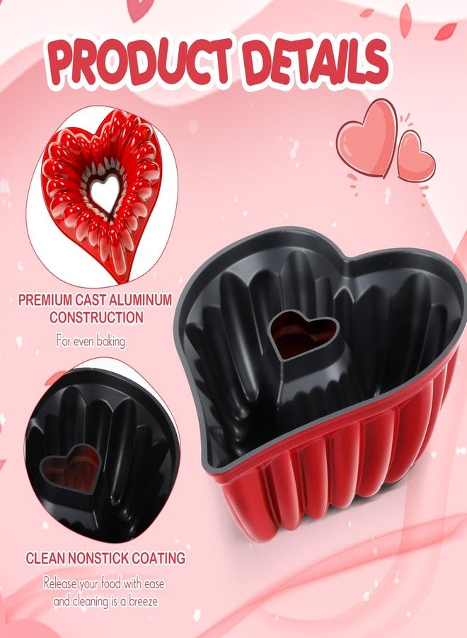 Layhit 2 Pieces 10 Inches Cake Mold Heart Shaped Cake Pans Aluminum Cake Pan Non Stick Oven Cake Baking Mold for Valentines Birthday Christmas Wedding Family Party Kitchen Accessories(Red) - Image 4