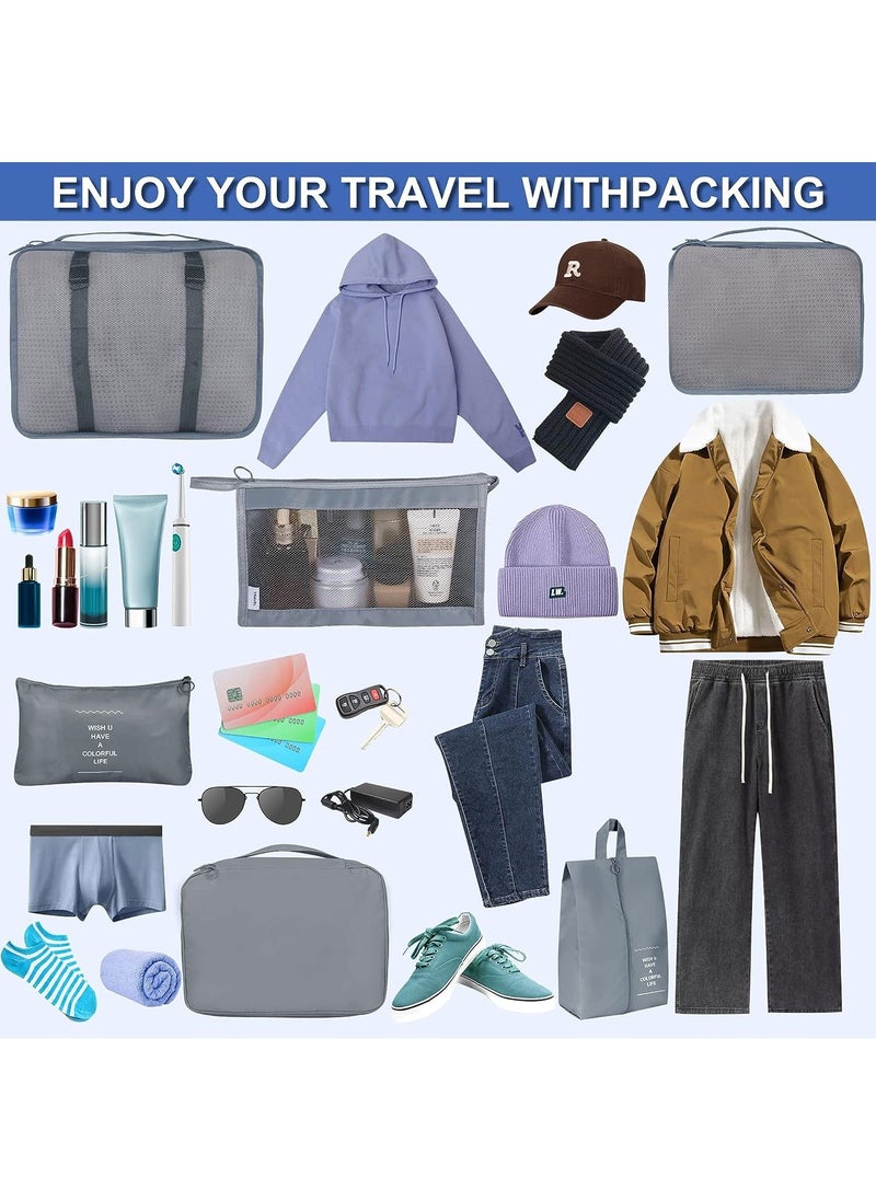 Swift 8 Set Packing Cubes for Suitcases, Travel Luggage Packing Organizers with Laundry Bag, Compression Storage Shoe Bag, Clothing Underwear Bag, for Man and Women, Grey  - Image 5