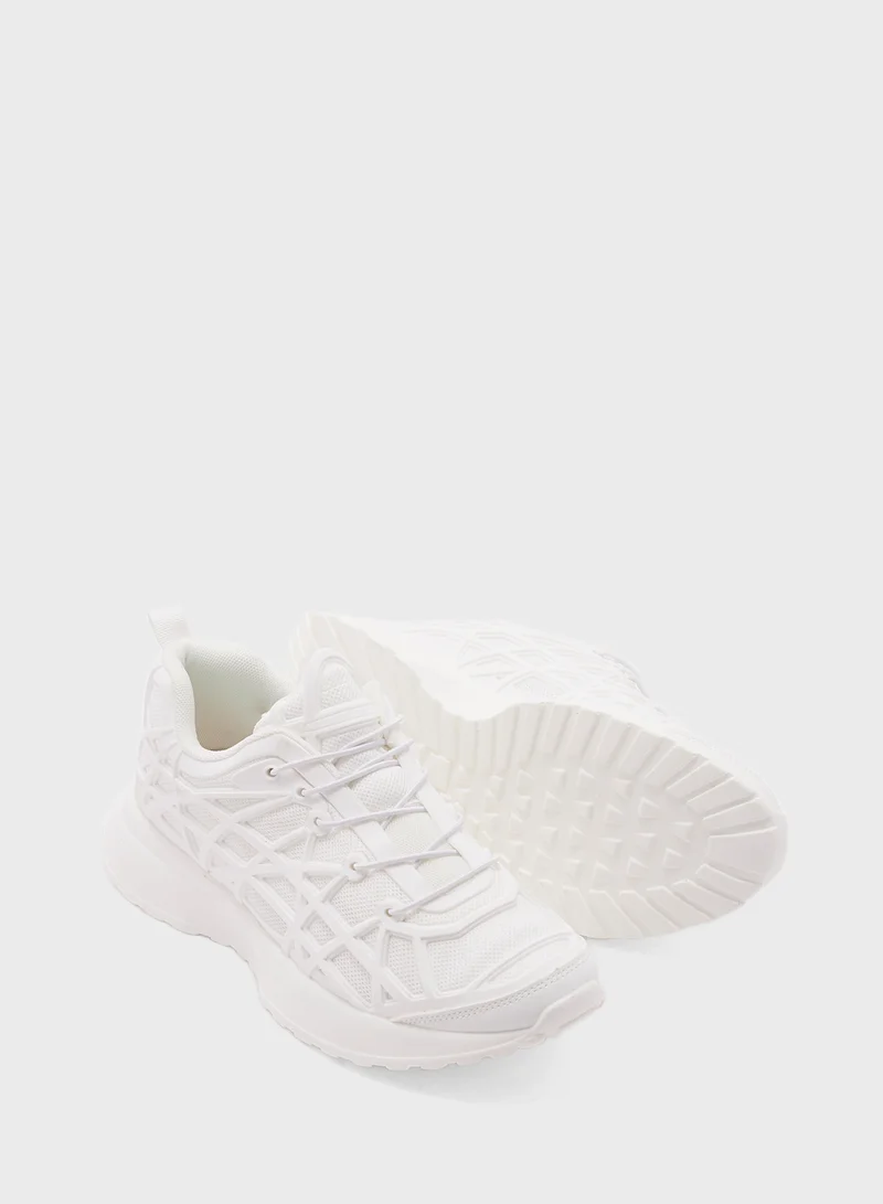 Ginger Debossed Mix Material Sneakers