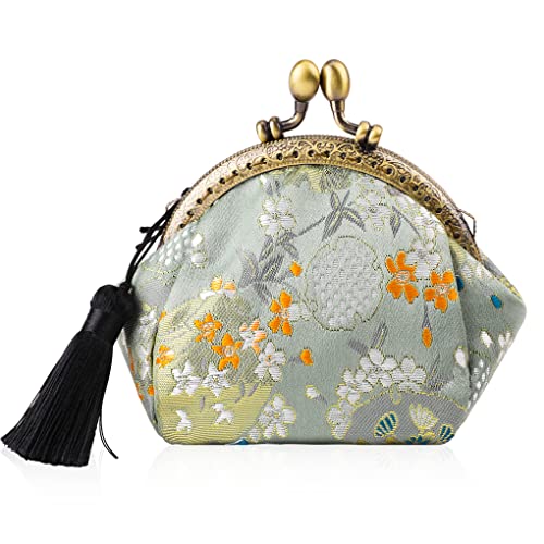 Oyachic Embroider Coin Purse Vintage Wallets Canvas Change Pouch Floral Trinkets Small Kiss Lock Clasp Handbag Jewelry Bag Tassels Women - Image 1