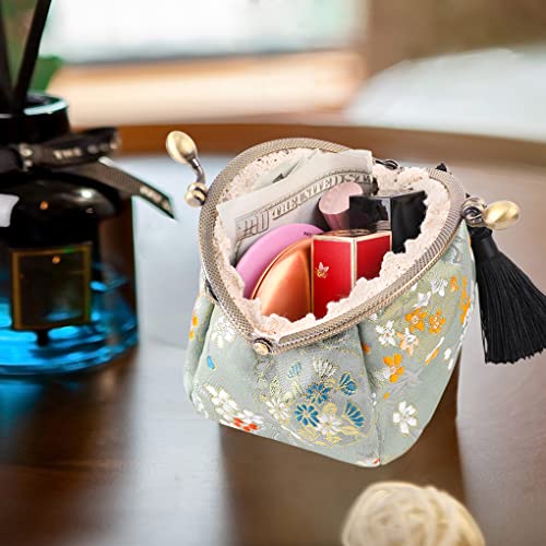 Oyachic Embroider Coin Purse Vintage Wallets Canvas Change Pouch Floral Trinkets Small Kiss Lock Clasp Handbag Jewelry Bag Tassels Women - Image 3