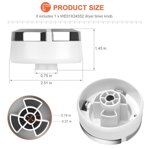 Beaquicy WE01X24552 Dryer Timer Control Knob Fit for GE General Electric Dryer, WE01X24552 Dryer Timer Knob (White) for GTD33EASK0WW GTD42EASJ2WW GTD42EASJ0WW Replace AP6026722 4396547 PS11736611 by Beaquicy - Image 5