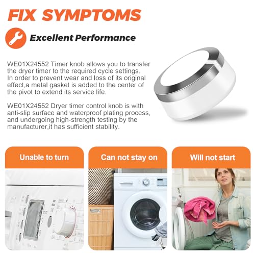 Beaquicy WE01X24552 Dryer Timer Control Knob Fit for GE General Electric Dryer, WE01X24552 Dryer Timer Knob (White) for GTD33EASK0WW GTD42EASJ2WW GTD42EASJ0WW Replace AP6026722 4396547 PS11736611 by Beaquicy - Image 4