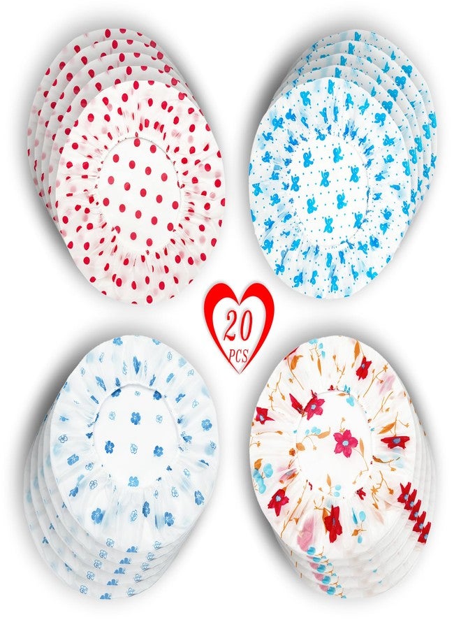 NCGDPZY 20-Pack Reusable Waterproof Shower Caps - 27cm Durable Elastic Hair Caps for Women, Men & Kids, Colorful Patterns, Individually Wrapped, Perfect for Shower, Cooking, Spa, Hair Care & Stocking Stuffers - Image 1