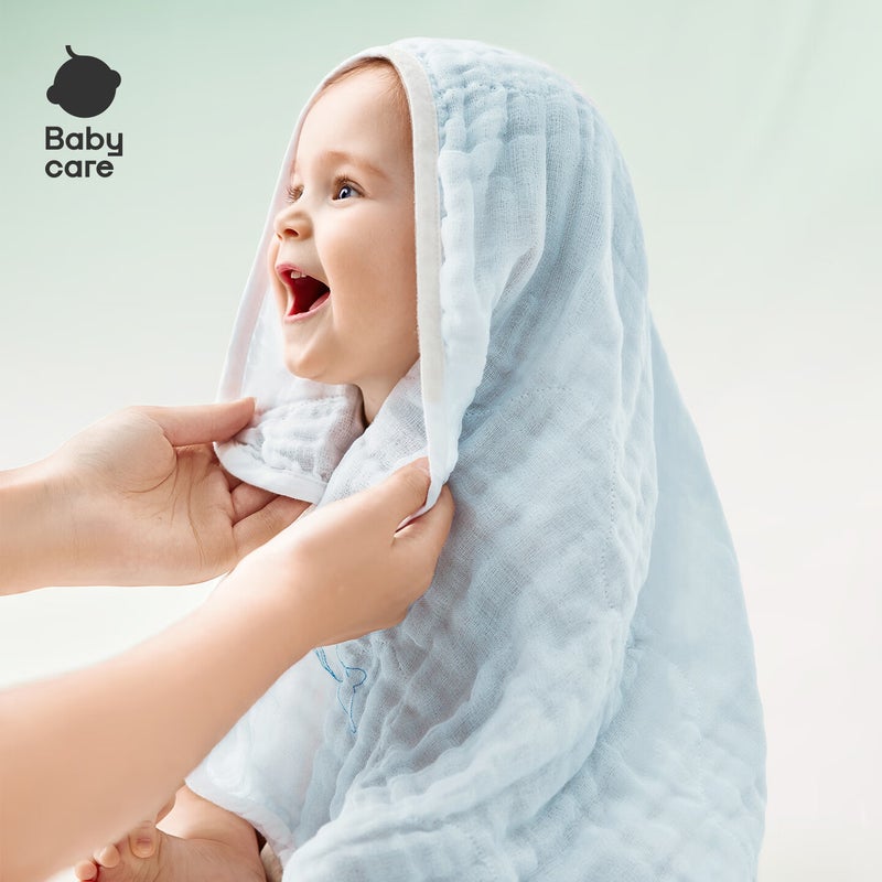 JD Jing Zao Babycare Baby Bath Towel, Newborn Gauze Bath Towel, Small Size Towel, 7070cm, Qingchuan Blue - Image 3