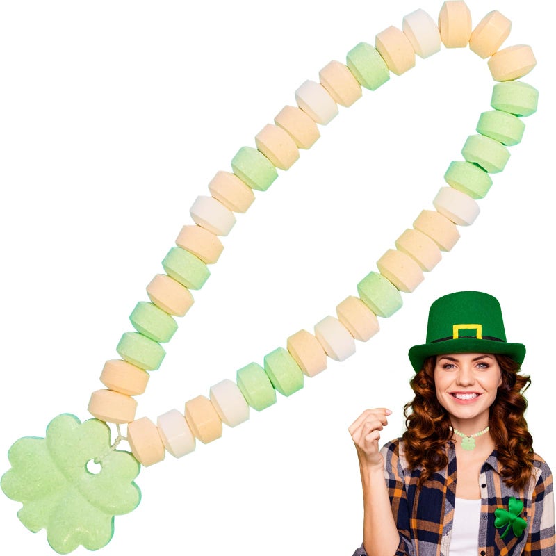 Fruidles Stretchable St. Patrick's Shamrock Candy Necklace, Multicolor Fruit-Flavored Chewables for Party Favors, 18g Necklace (12-Pack) - Image 1