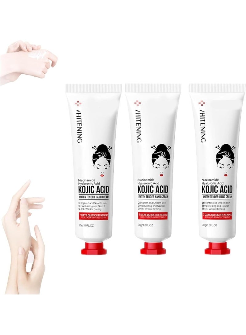 Kojic Acid Hand Cream, Kojic Acid Whitening Hand Cream, Kojic Acid Cream for Hands, Kojic Acid White Tender Hand Cream, Whitening Freckles Kojic Acid Hand Cream, Whiten Tender Hand Cream (3pcs) - Image 1