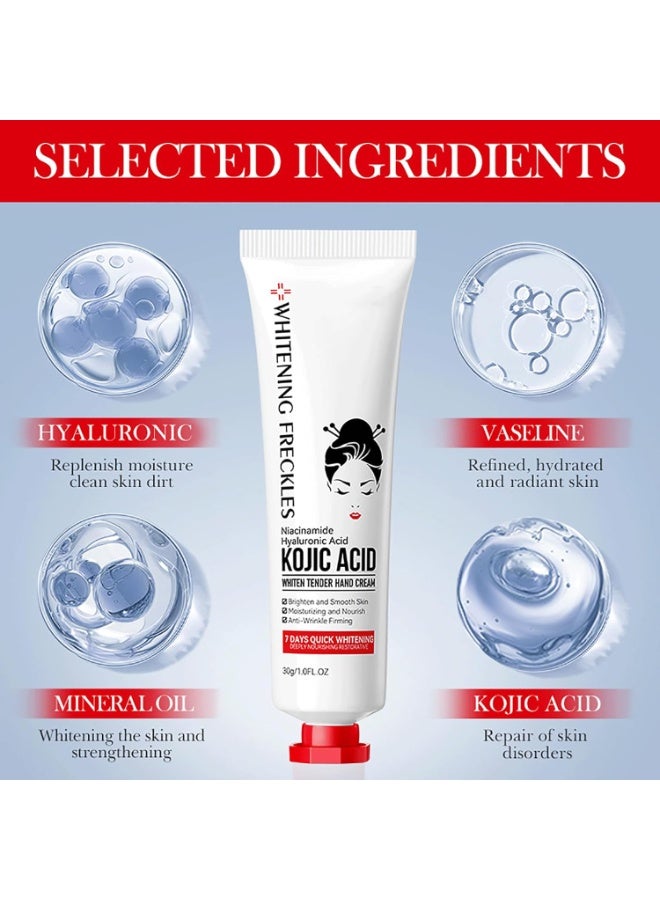 Kojic Acid Hand Cream, Kojic Acid Whitening Hand Cream, Kojic Acid Cream for Hands, Kojic Acid White Tender Hand Cream, Whitening Freckles Kojic Acid Hand Cream, Whiten Tender Hand Cream (3pcs) - Image 4
