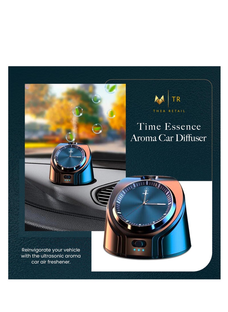 Excefore Car Air Fresheners with Watch, Rechargeable Portable Ultrasonic Aromatherapy Mini Car Air Purifier, with Clock, Air Freshener for Car Home &Office (Blue Dial) - Image 3