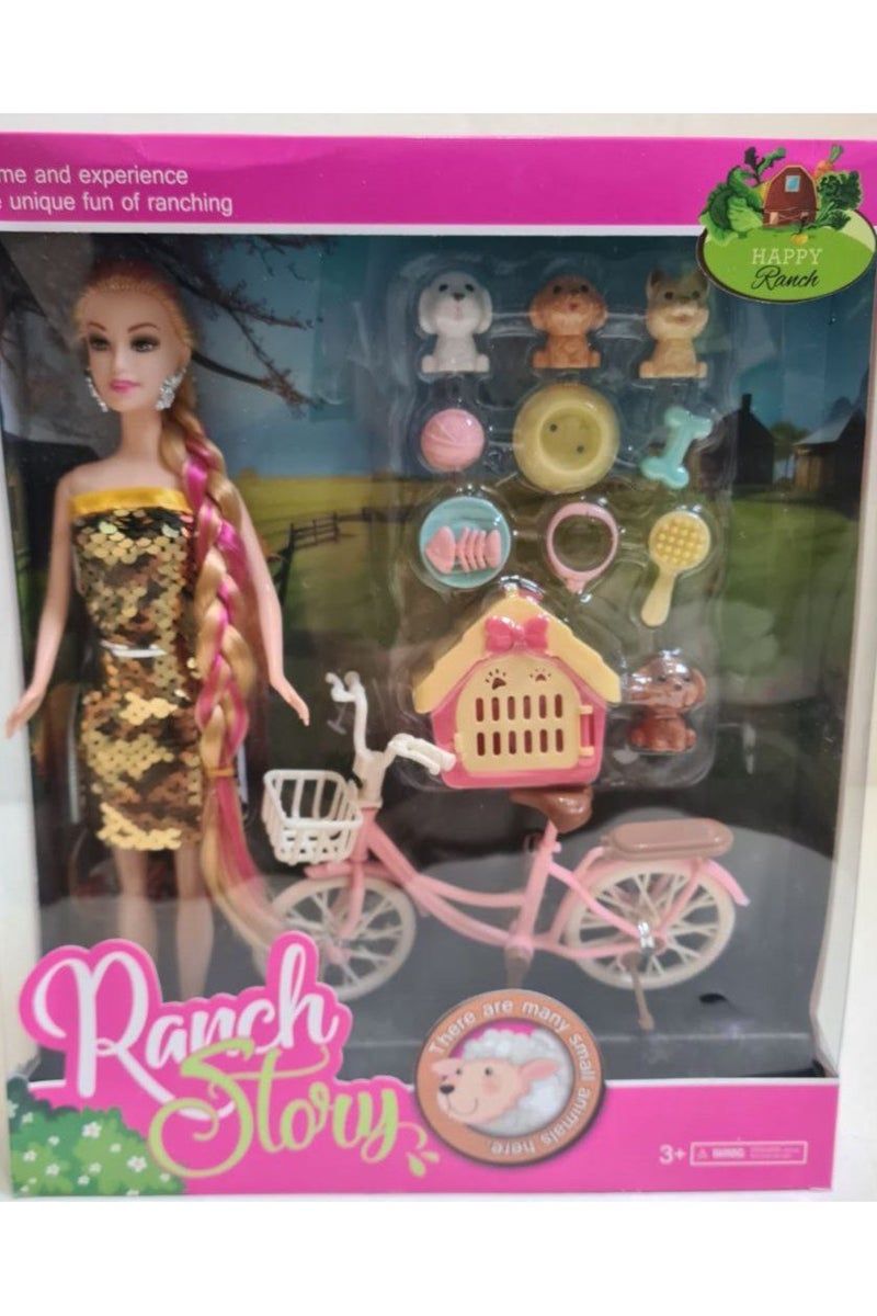 هابي لعبة عروسة فاشون مع عجلة و حيوانات اليفة - Image 2