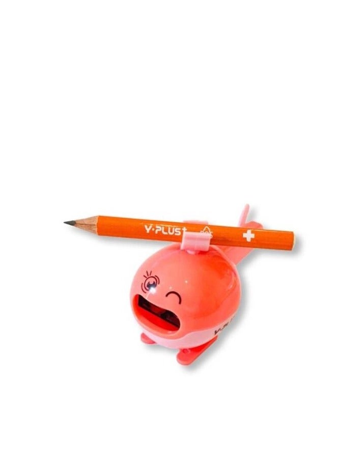 YPlus مبراة أقلام عالية الجودة Y-Plus+ SX-180101 بتصميم هليكوبتر ثنائي الثقوب للمكتب والطلاب - عبوة 12 قطعة - Image 3