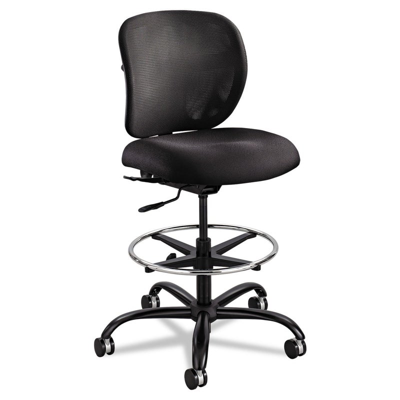 Safco Vue Office Chair Heavy Duty Stool 400 lbs Capacity Ergonomic Mesh Back 360 Swivel Seat 5Star Base Big and Tall Black