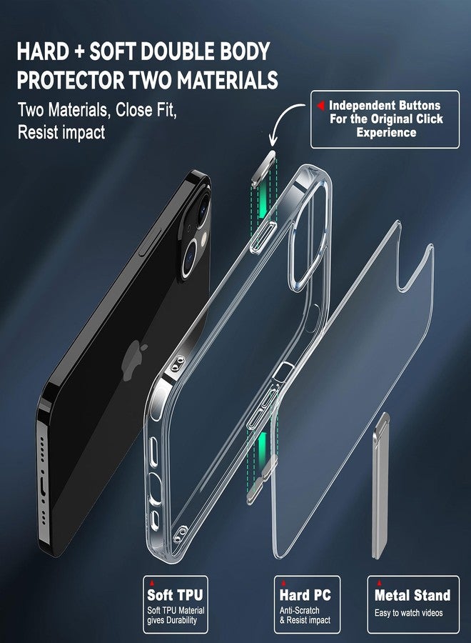 سيدو جراب CEDO مزود بحامل قابل للتعديل بثلاثة اتجاهات لهاتف iPhone 15، مع حامل معدني، وواقي من الصدمات بمواصفات عسكرية، وغطاء خلفي رفيع وشفاف من الأكريليك، وتصميم فائق الوضوح لهاتف iPhone 15 - Image 5