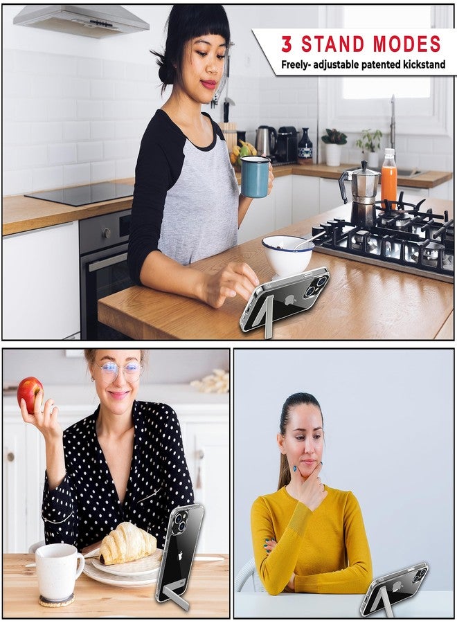 سيدو جراب CEDO مزود بحامل قابل للتعديل بثلاثة اتجاهات لهاتف iPhone 15، مع حامل معدني، وواقي من الصدمات بمواصفات عسكرية، وغطاء خلفي رفيع وشفاف من الأكريليك، وتصميم فائق الوضوح لهاتف iPhone 15 - Image 2