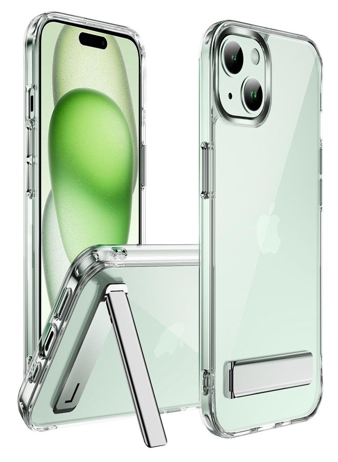 سيدو جراب CEDO مزود بحامل قابل للتعديل بثلاثة اتجاهات لهاتف iPhone 15، مع حامل معدني، وواقي من الصدمات بمواصفات عسكرية، وغطاء خلفي رفيع وشفاف من الأكريليك، وتصميم فائق الوضوح لهاتف iPhone 15 - Image 1