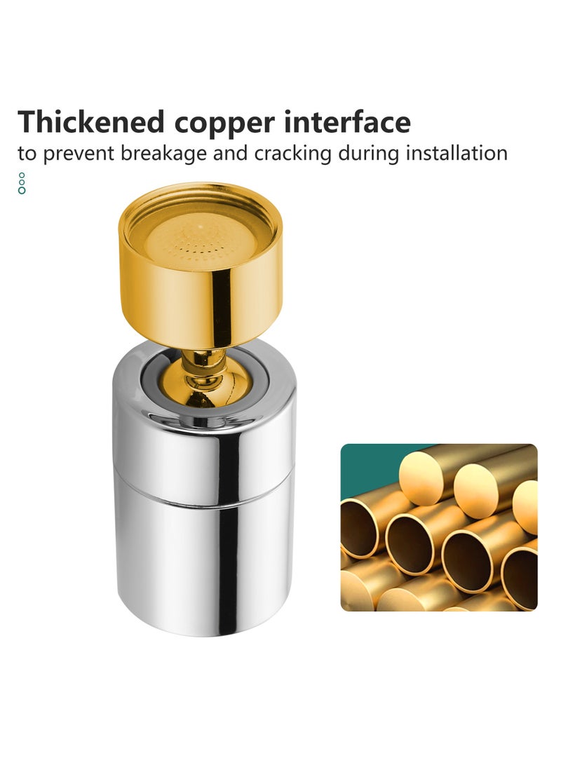 ﺻ ﻮ ﺭ ﺓ ﺍ ﻟ ﻌ ﻼ ﻣ  بريمكس العالمي سبلاش فلتر صنبور موسع 360 درجة تدوير مع 2 وسائط البخاخ للمطبخ الحمام صنبور من النحاس مهوية الكروم - Image 2