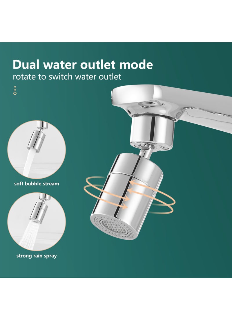 ﺻ ﻮ ﺭ ﺓ ﺍ ﻟ ﻌ ﻼ ﻣ  بريمكس العالمي سبلاش فلتر صنبور موسع 360 درجة تدوير مع 2 وسائط البخاخ للمطبخ الحمام صنبور من النحاس مهوية الكروم - Image 3