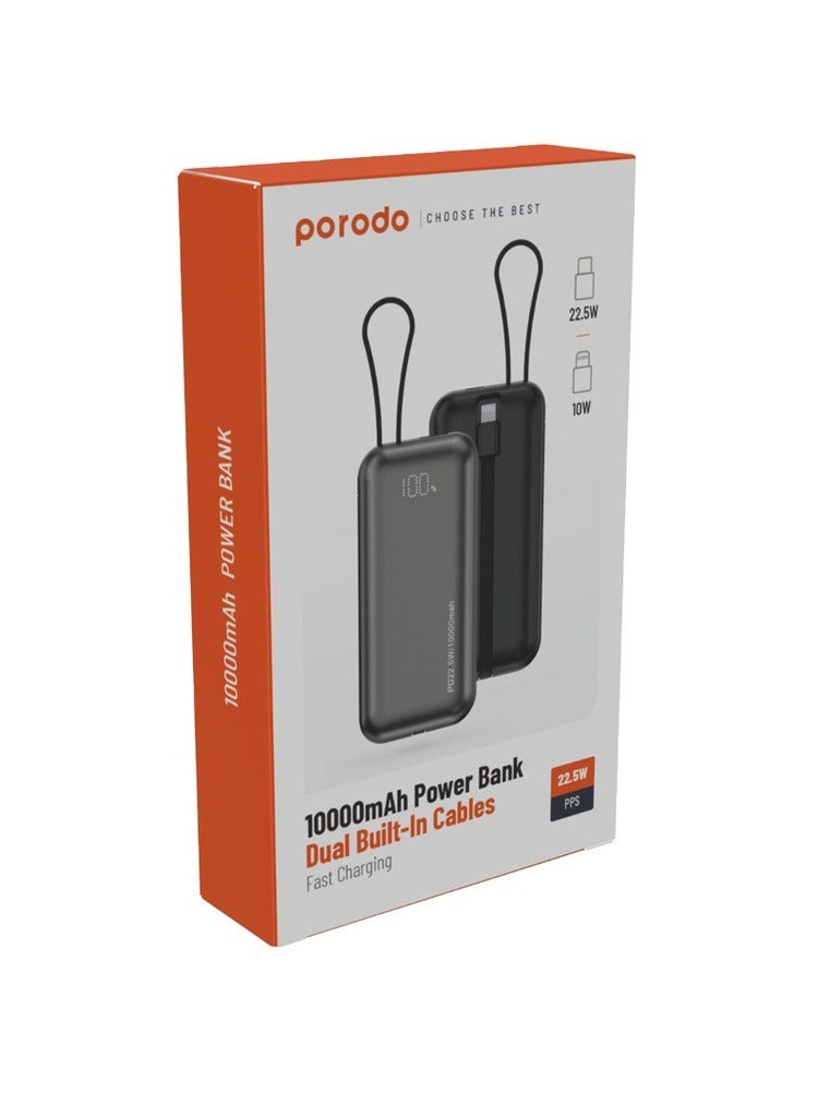 بورودو باور بانك بسعة 10000 مللي أمبير في الساعة مع كابلات مدمجة مزدوجة - Image 2