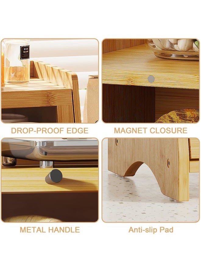 BAMBANG 2 Tier Bread Bin Small Kitchen Worktop Bread Bin Natural - Image 3