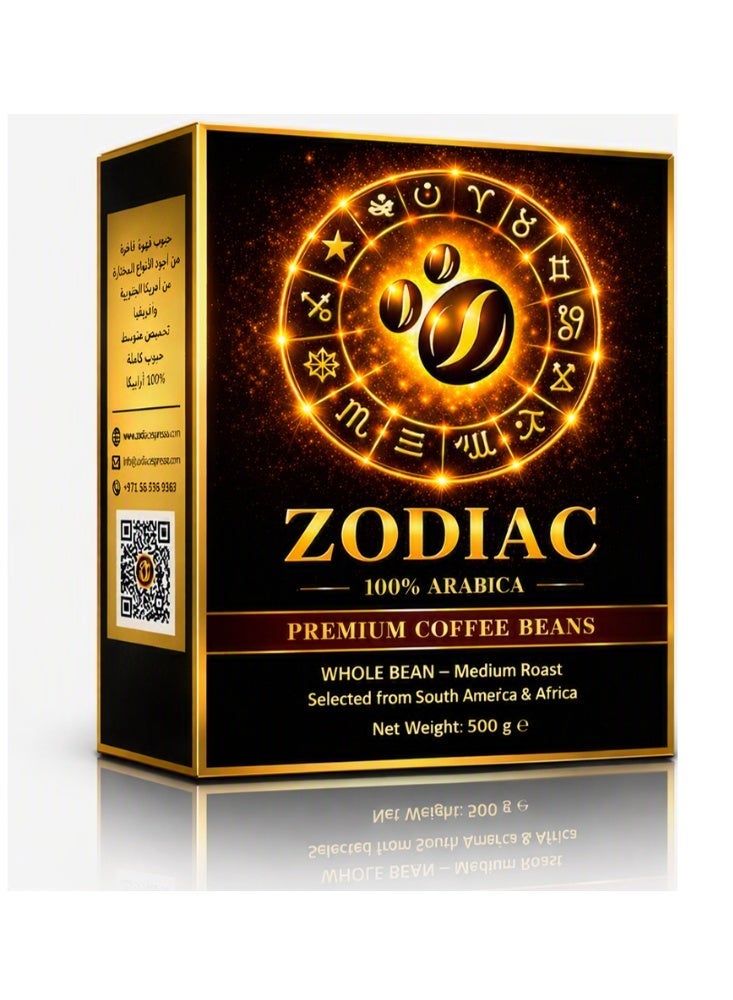 Zodiac Espresso Coffee, beans 500g,100% Arabica Whole Bean, Medium Roast, Premium Roasted Coffee, (1/2kg) Box, Fresh Gourmet Espresso Beans - Image 1