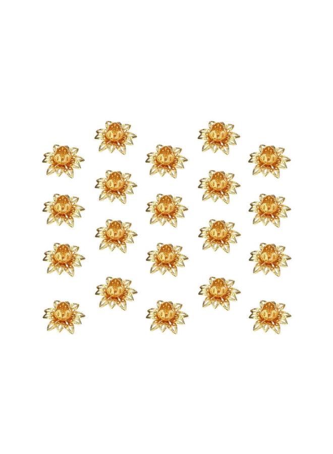 WYBOT 20pcs Flower Bead Caps Flower End Caps Lotus Bead Caps for Necklace Bracelet Jewelry Making Golden - Image 4