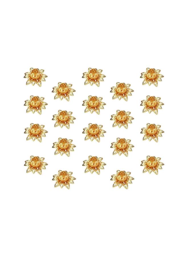WYBOT 20pcs Flower Bead Caps Flower End Caps Lotus Bead Caps for Necklace Bracelet Jewelry Making Golden - Image 5