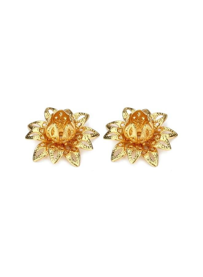 WYBOT 20pcs Flower Bead Caps Flower End Caps Lotus Bead Caps for Necklace Bracelet Jewelry Making Golden - Image 2