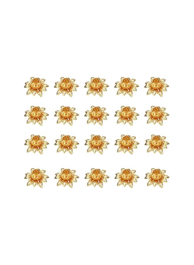 WYBOT 20pcs Flower Bead Caps Flower End Caps Lotus Bead Caps for Necklace Bracelet Jewelry Making Golden - Image 1