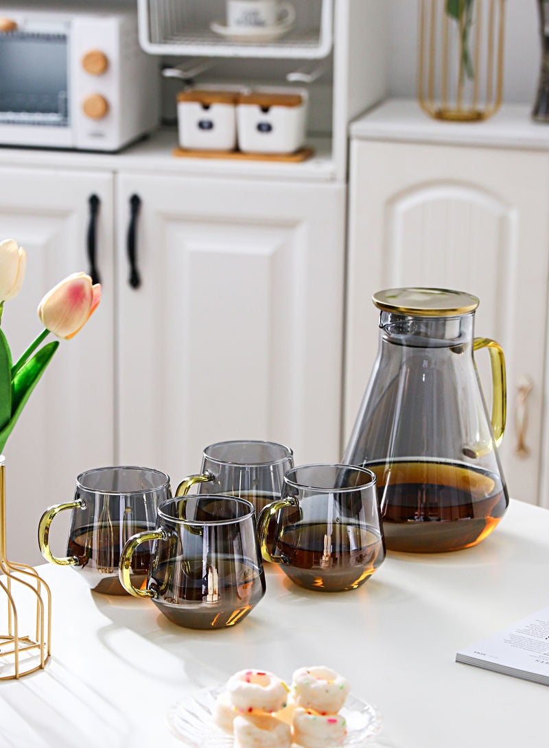 Shuer 5-Piece Electroplating Process Glass Cup Water Bottle Set Transparent Tea Mug Milk Straight Tube  - Image 5