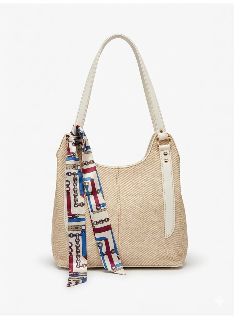 لايف ستيلاش  حقيبة كتف جلد بشكل مميز - بيج  ZH-6 - Image 1