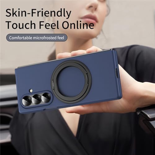 Tech Trendz TechTrendz Hard PC 360 Rotatable Ring Kickstand Case with Screen Protector Compatible with Samsung Galaxy Z Fold 7 5G, Shockproof Hard Shell Cover with Metal Ring for Galaxy Z Fold 7 (Blue) - Image 2