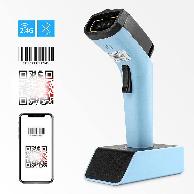 Bluetooth Wireless 2D Barcode Scanner with Charging Cradle, Hands Free Automatic Sensing Bar Code Reader 1D 2D QR pdf417 Scan Gun Works with MAC OS, Windows, iOS, Android - DS7500 (Blue) - Image 4